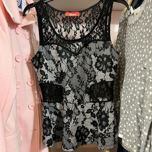 Peplum Black Rose Lace Cut Out Top